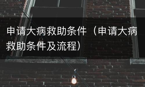 申请大病救助条件（申请大病救助条件及流程）
