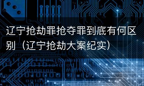 辽宁抢劫罪抢夺罪到底有何区别（辽宁抢劫大案纪实）