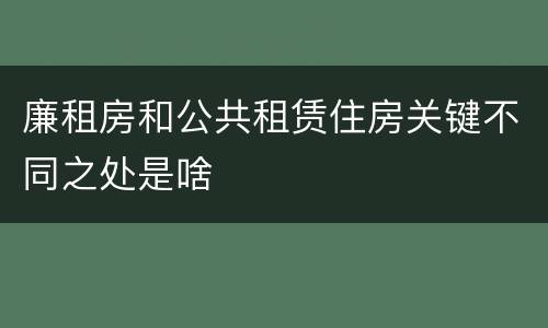 廉租房和公共租赁住房关键不同之处是啥