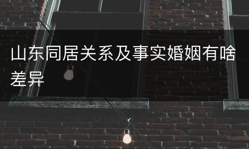 山东同居关系及事实婚姻有啥差异