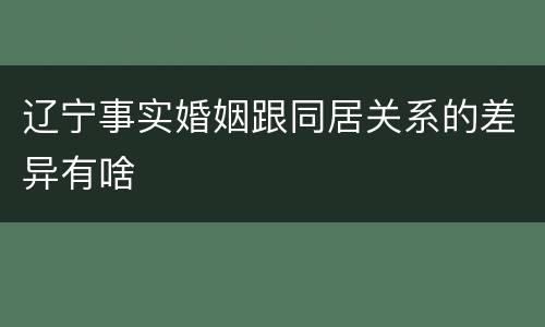 辽宁事实婚姻跟同居关系的差异有啥