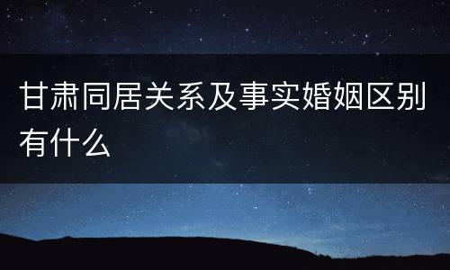 甘肃同居关系及事实婚姻区别有什么