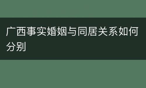 广西事实婚姻与同居关系如何分别