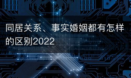 同居关系、事实婚姻都有怎样的区别2022