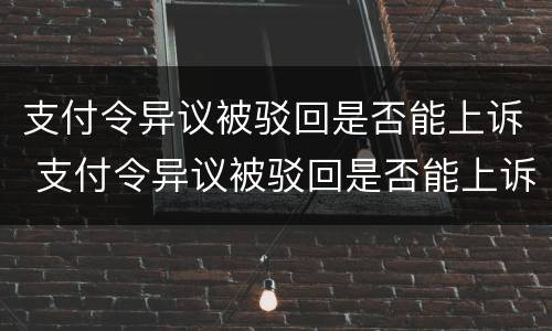 支付令异议被驳回是否能上诉 支付令异议被驳回是否能上诉法院