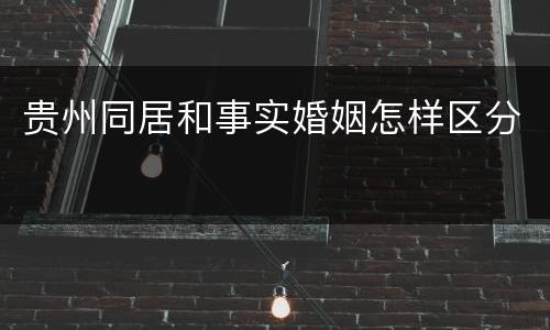 贵州同居和事实婚姻怎样区分