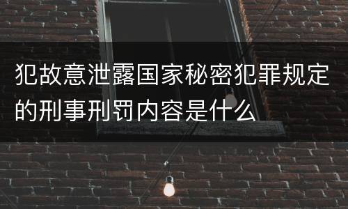 犯故意泄露国家秘密犯罪规定的刑事刑罚内容是什么