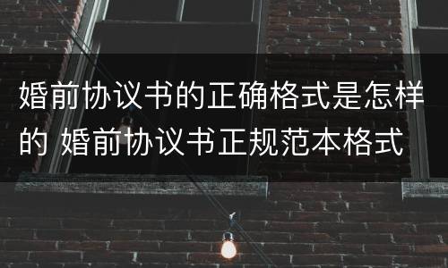 婚前协议书的正确格式是怎样的 婚前协议书正规范本格式