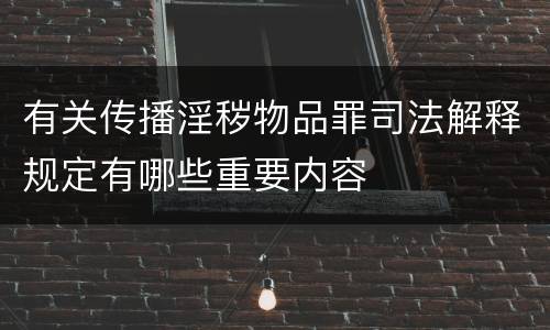 有关传播淫秽物品罪司法解释规定有哪些重要内容
