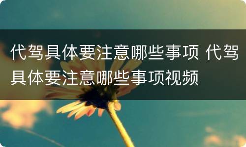 代驾具体要注意哪些事项 代驾具体要注意哪些事项视频
