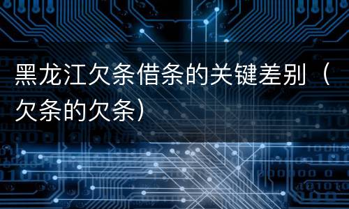 黑龙江欠条借条的关键差别（欠条的欠条）