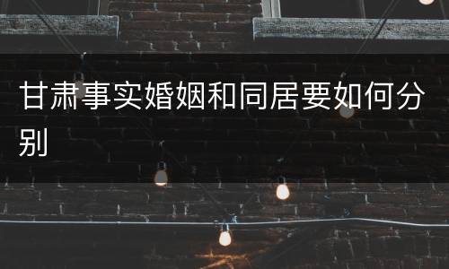 甘肃事实婚姻和同居要如何分别