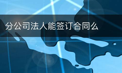 分公司法人能签订合同么