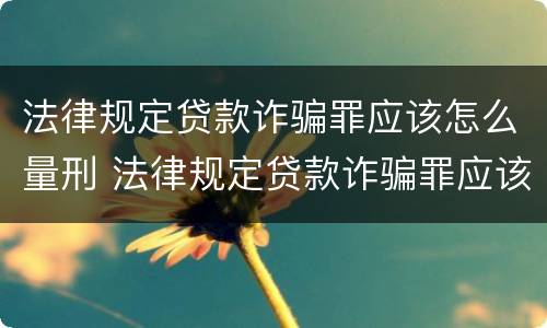法律规定贷款诈骗罪应该怎么量刑 法律规定贷款诈骗罪应该怎么量刑呢