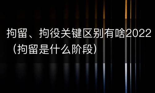 拘留、拘役关键区别有啥2022（拘留是什么阶段）