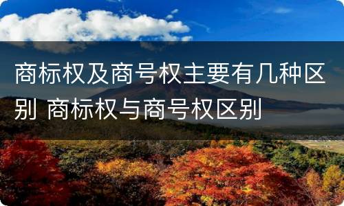 商标权及商号权主要有几种区别 商标权与商号权区别