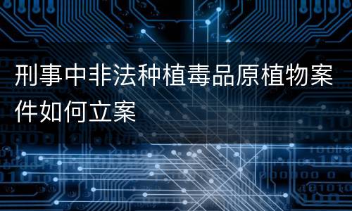 刑事中非法种植毒品原植物案件如何立案