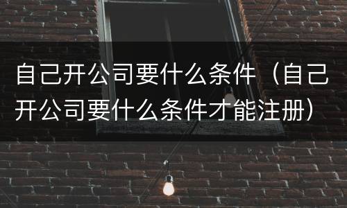 自己开公司要什么条件（自己开公司要什么条件才能注册）