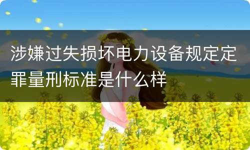 涉嫌过失损坏电力设备规定定罪量刑标准是什么样