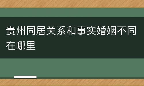 贵州同居关系和事实婚姻不同在哪里