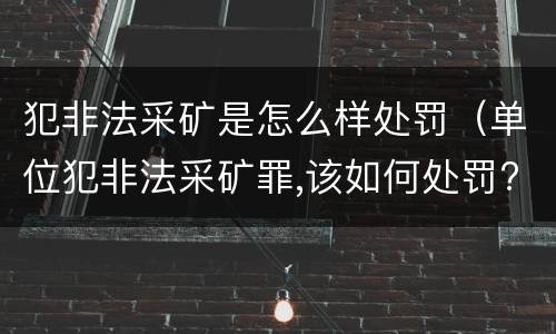 犯非法采矿是怎么样处罚（单位犯非法采矿罪,该如何处罚?）