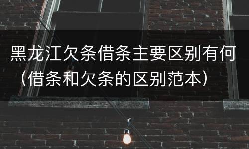 黑龙江欠条借条主要区别有何（借条和欠条的区别范本）