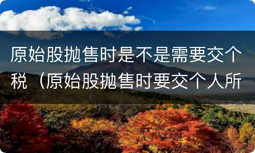 原始股抛售时是不是需要交个税（原始股抛售时要交个人所得税吗）
