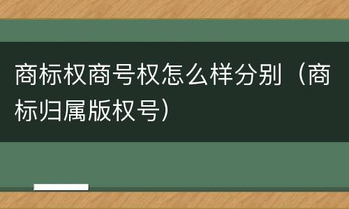 商标权商号权怎么样分别（商标归属版权号）