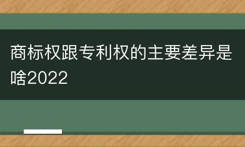 商标权跟专利权的主要差异是啥2022