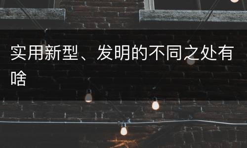 实用新型、发明的不同之处有啥