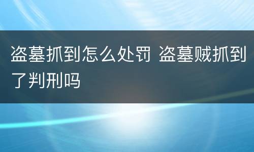 盗墓抓到怎么处罚 盗墓贼抓到了判刑吗