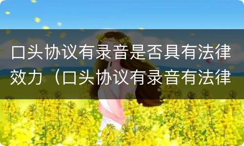 口头协议有录音是否具有法律效力（口头协议有录音有法律效力吗）