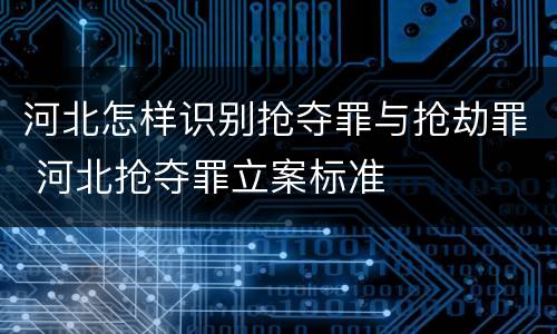 河北怎样识别抢夺罪与抢劫罪 河北抢夺罪立案标准