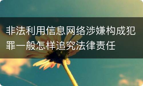 非法利用信息网络涉嫌构成犯罪一般怎样追究法律责任