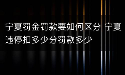 宁夏罚金罚款要如何区分 宁夏违停扣多少分罚款多少