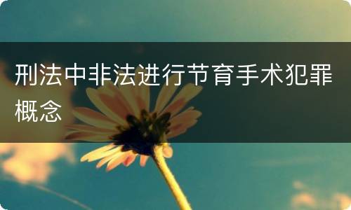 刑法中非法进行节育手术犯罪概念