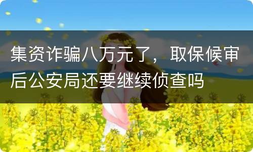 集资诈骗八万元了，取保候审后公安局还要继续侦查吗