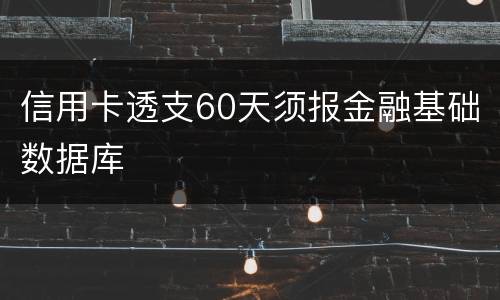 信用卡透支60天须报金融基础数据库