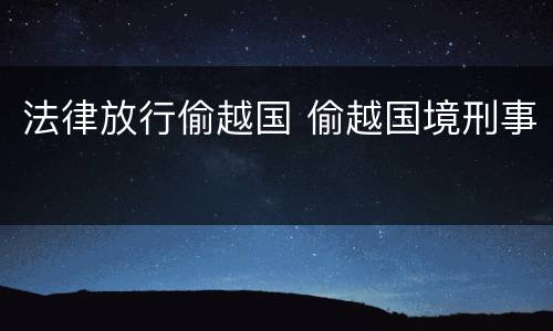 法律放行偷越国 偷越国境刑事