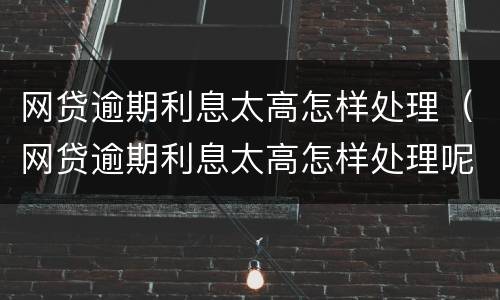 网贷逾期利息太高怎样处理（网贷逾期利息太高怎样处理呢）