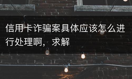 信用卡诈骗案具体应该怎么进行处理啊,求解