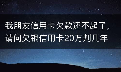 我朋友信用卡欠款还不起了，请问欠银信用卡20万判几年