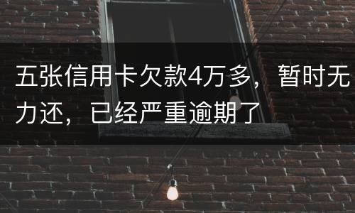五张信用卡欠款4万多，暂时无力还，已经严重逾期了