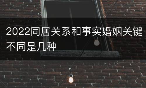 2022同居关系和事实婚姻关键不同是几种