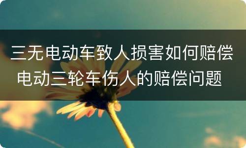 三无电动车致人损害如何赔偿 电动三轮车伤人的赔偿问题