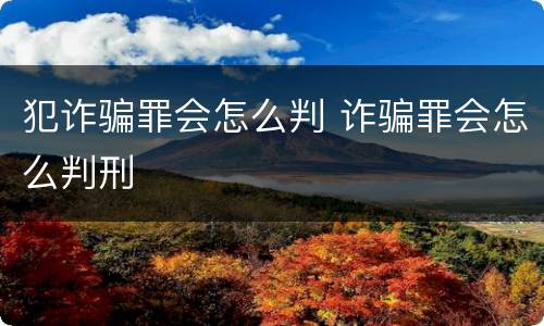 犯诈骗罪会怎么判 诈骗罪会怎么判刑
