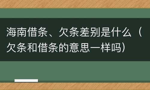 海南借条、欠条差别是什么（欠条和借条的意思一样吗）