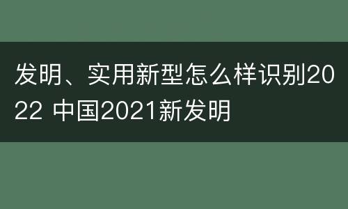 发明、实用新型怎么样识别2022 中国2021新发明