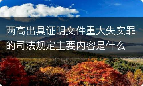 两高出具证明文件重大失实罪的司法规定主要内容是什么