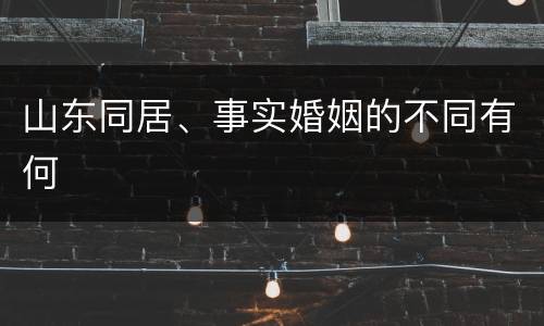山东同居、事实婚姻的不同有何